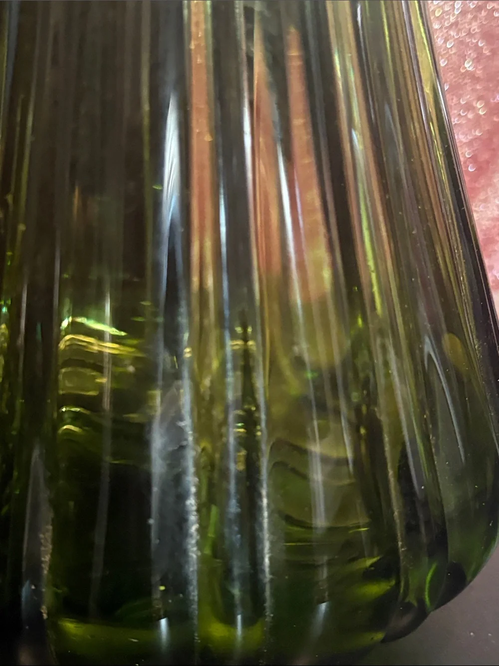 Vintage 1960’s MCM LE SMITH AVOCADO GREEN SWING GLASS